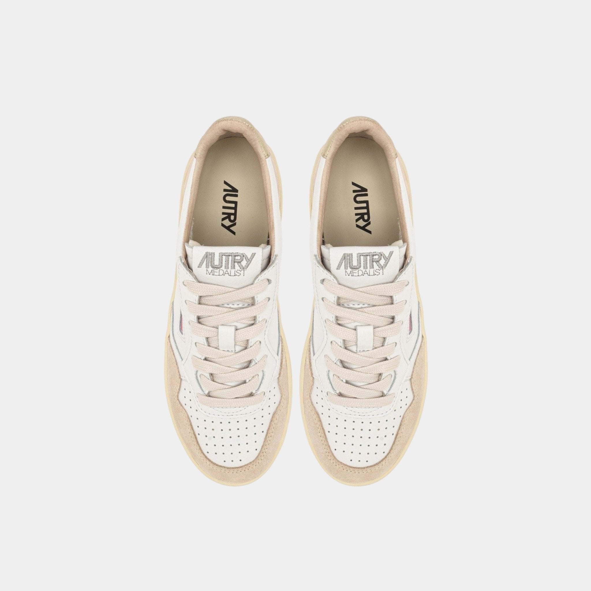 AUTRY Autry Sneakers Platform in pelle e suede - Bianco/Oro - Hubert Humangoods