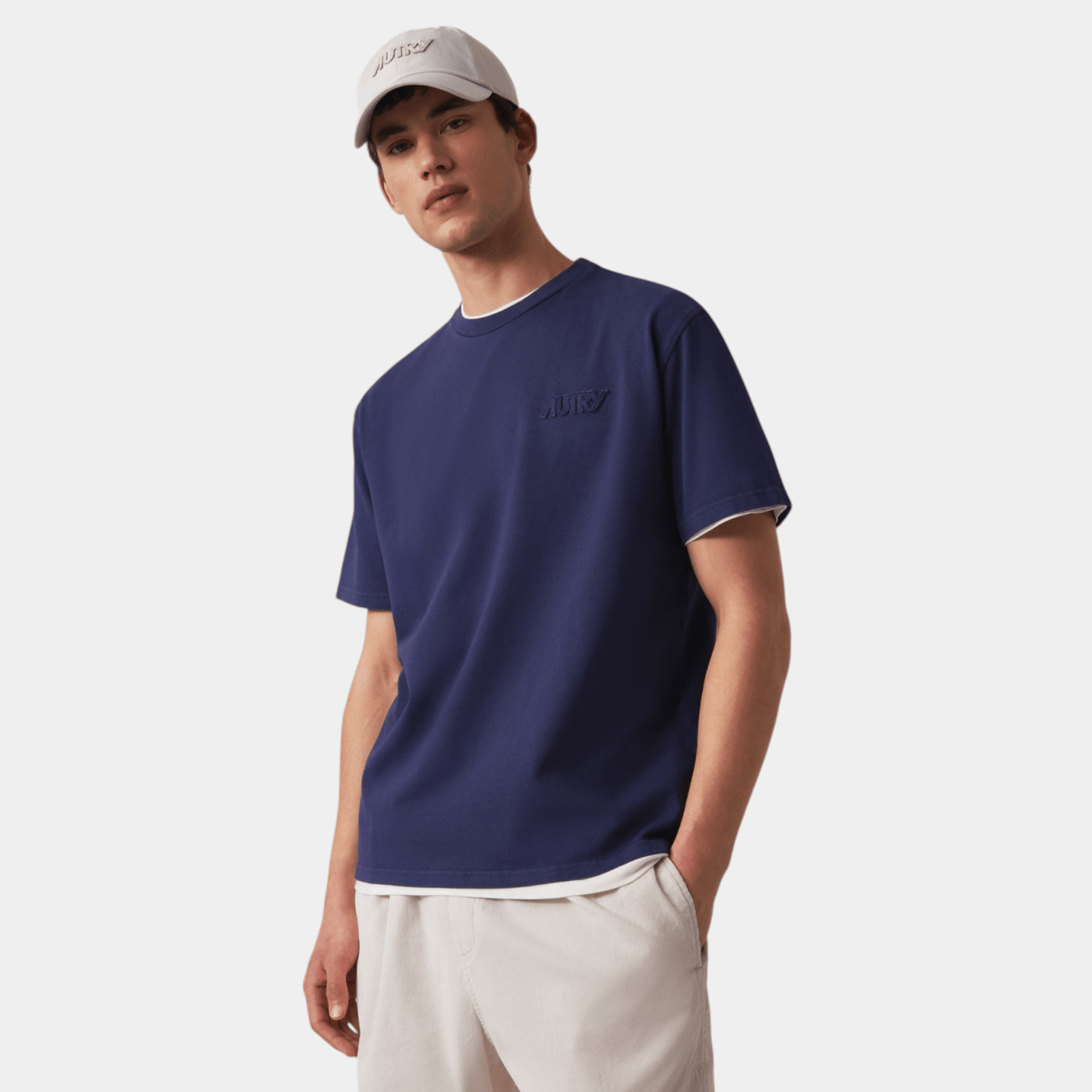 AUTRY Autry T-Shirt con logo patch - Blu - Hubert Humangoods