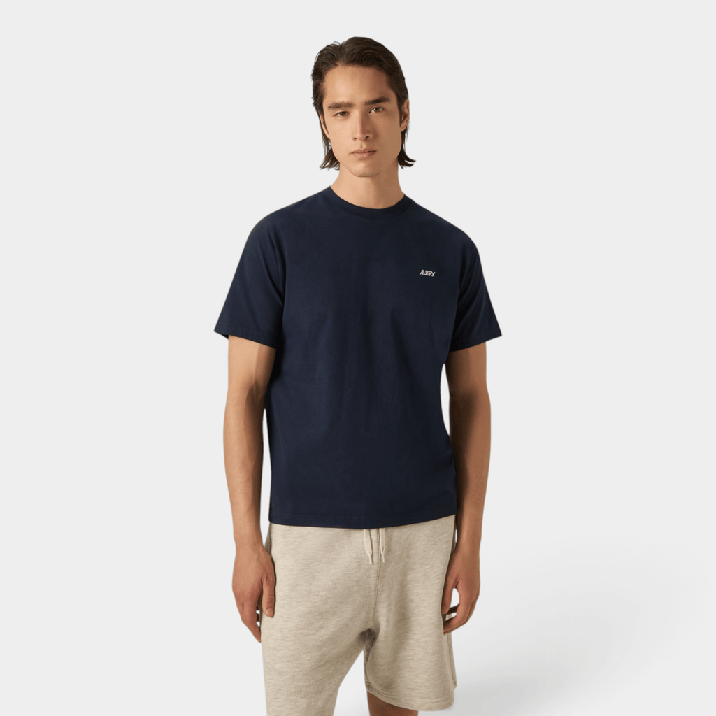 AUTRY - Autry Tee Shirt in cotone con logo ricamato - Blu/2 - Hubert Humangoods