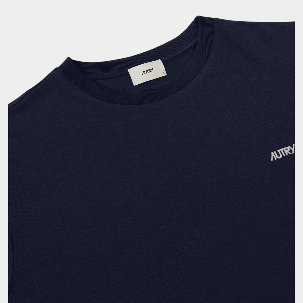 AUTRY - Autry Tee Shirt in cotone con logo ricamato - Blu/4 - Hubert Humangoods