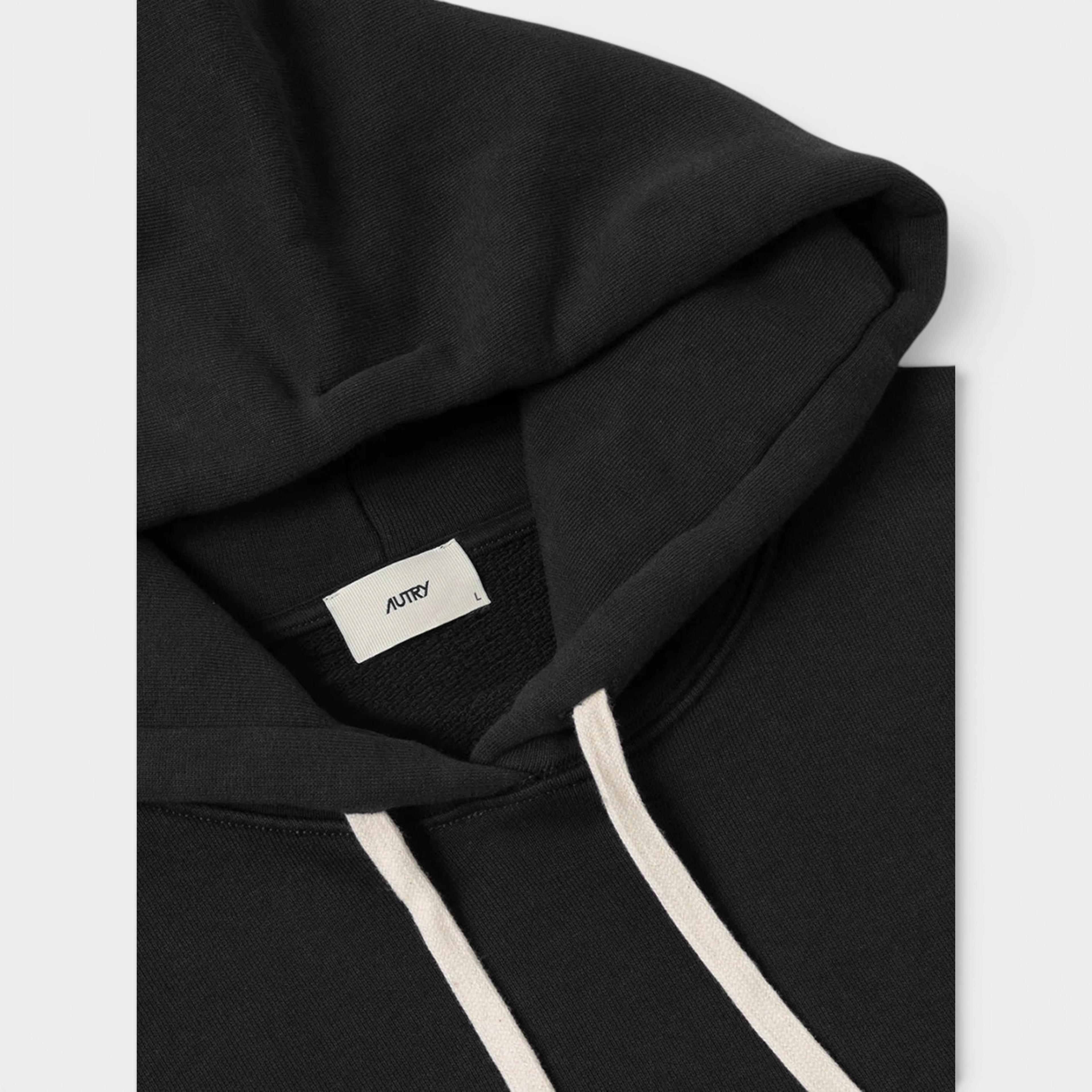 Autry Felpa in cotone con Cappuccio e logo ricamato  - Nero