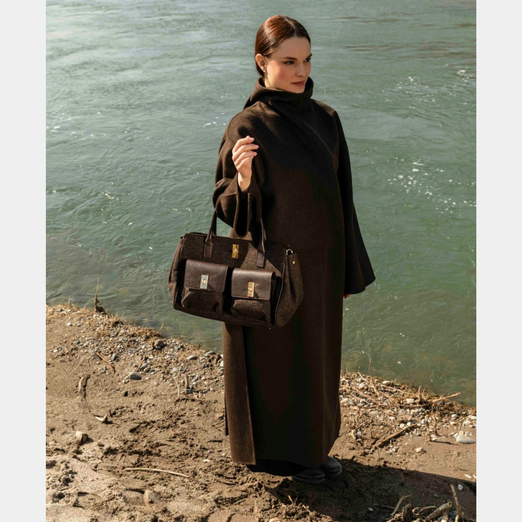 AVENUE 67 Avenue 67 Borsa Soledad in pelle e lana - Marrone - Hubert Humangoods