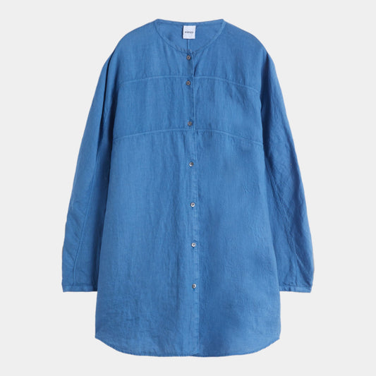 Camicia ampia in lino - Blue - Hubert Humangoods