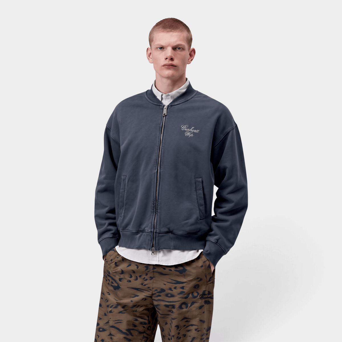 CARHARTT WIP - Carhartt Wip Bomber in felpa Longhand - Carbone/4 - Hubert Humangoods