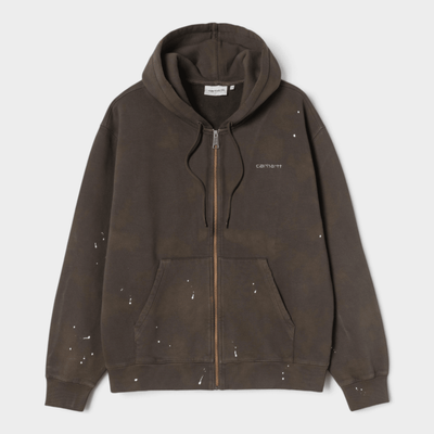 Carhartt Wip Felpa con zip e cappuccio effetto splatter - Tabacco