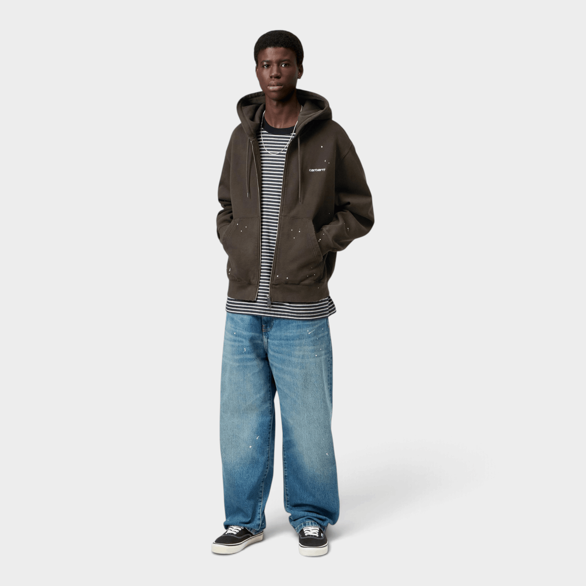 CARHARTT WIP - Carhartt Wip Felpa con zip e cappuccio effetto splatter - Tabacco/3 - Hubert Humangoods