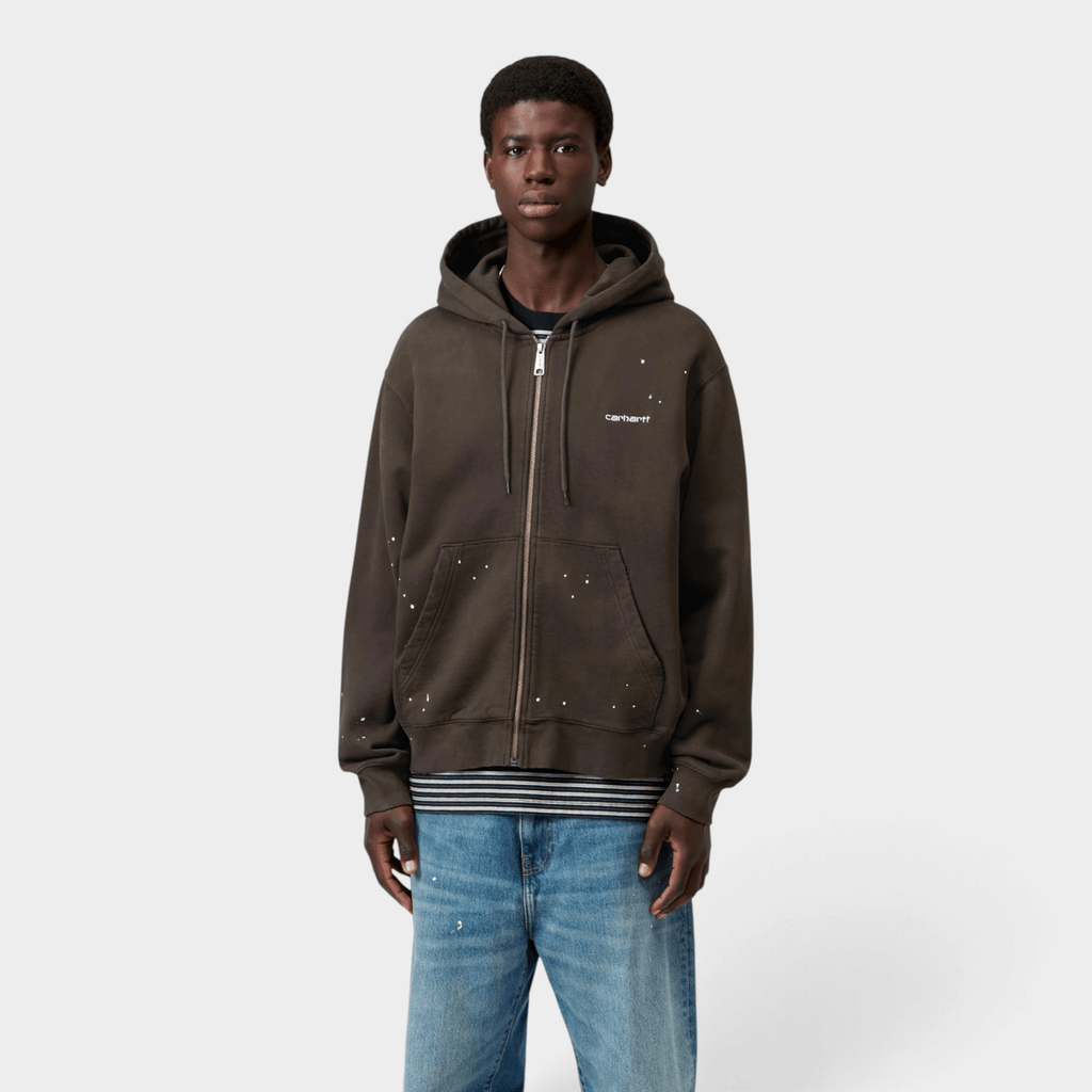 CARHARTT WIP - Carhartt Wip Felpa con zip e cappuccio effetto splatter - Tabacco/5 - Hubert Humangoods