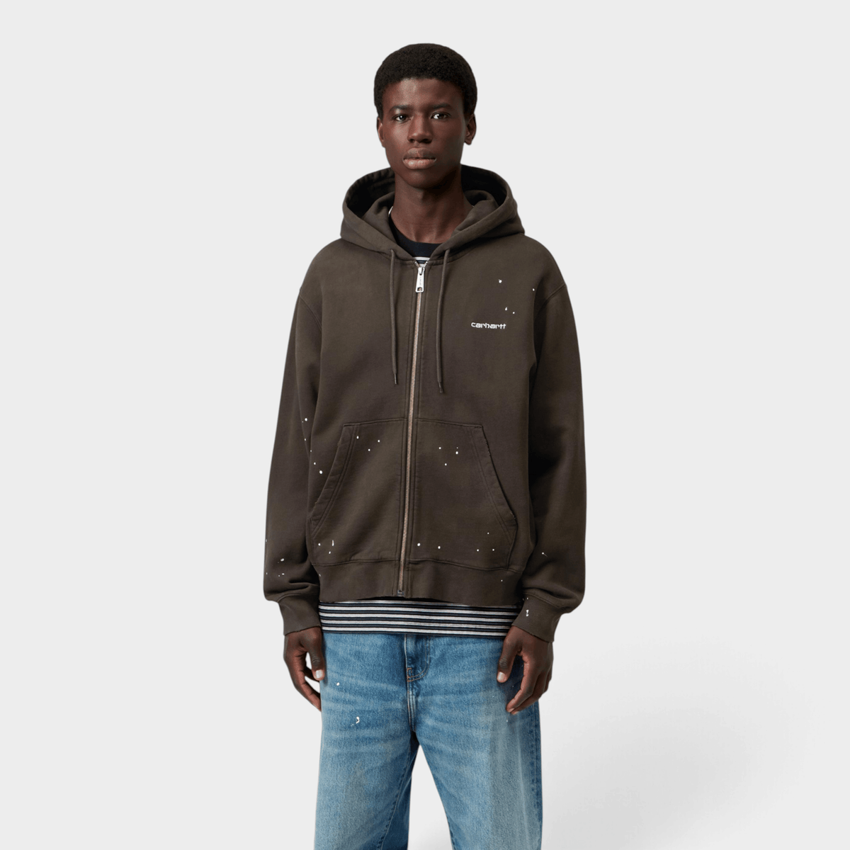 CARHARTT WIP - Carhartt Wip Felpa con zip e cappuccio effetto splatter - Tabacco/5 - Hubert Humangoods