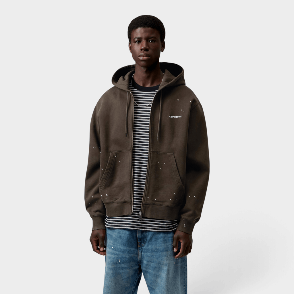 CARHARTT WIP - Carhartt Wip Felpa con zip e cappuccio effetto splatter - Tabacco/2 - Hubert Humangoods