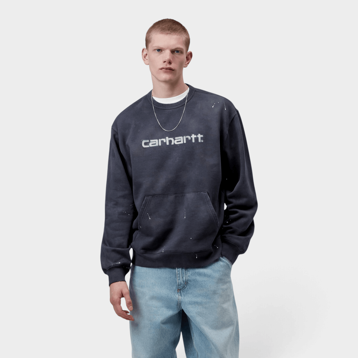 CARHARTT WIP - Carhartt Wip Felpa girocollo effetto splatter - Blu/2 - Hubert Humangoods