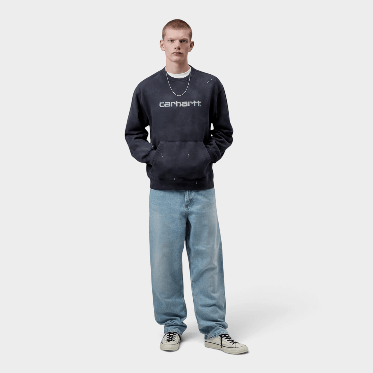 CARHARTT WIP - Carhartt Wip Felpa girocollo effetto splatter - Blu/4 - Hubert Humangoods