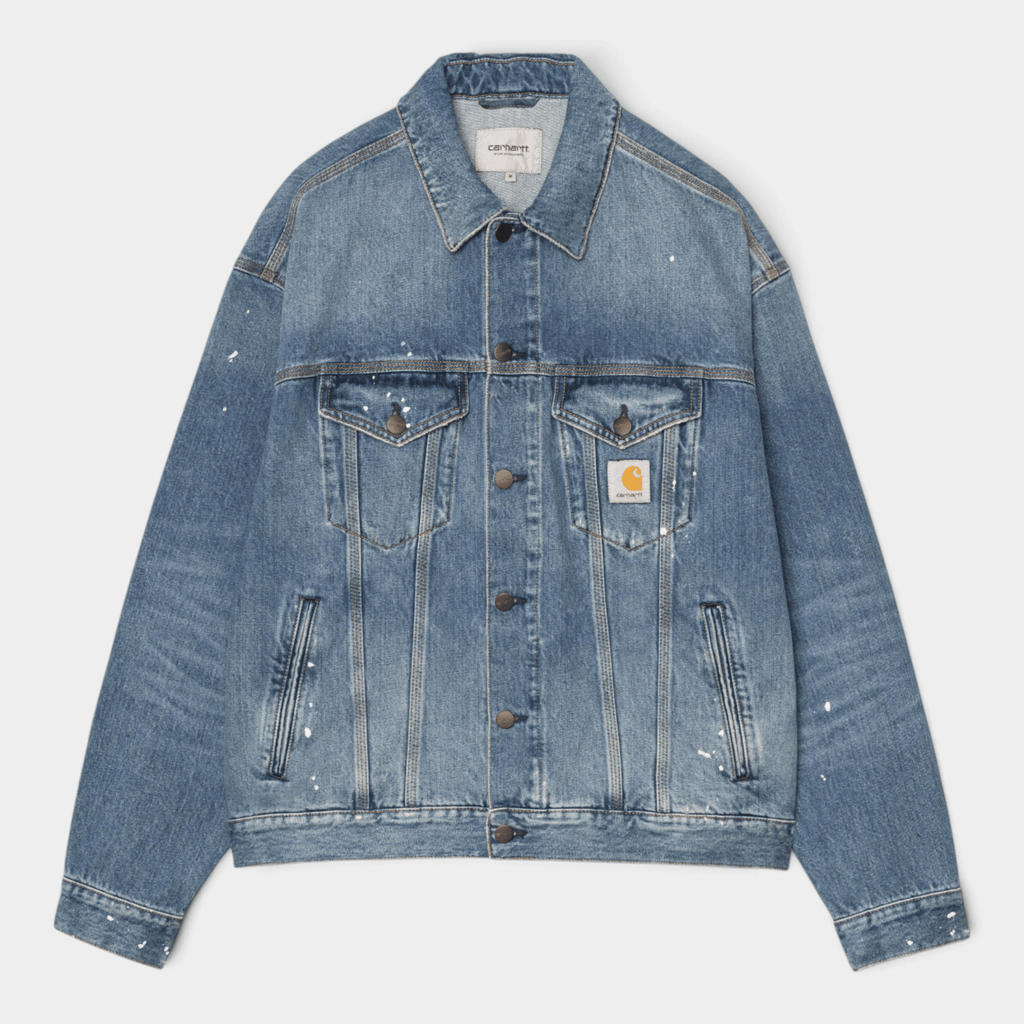 CARHARTT WIP - Carhartt Wip Giubbino Helston destroy splatter - Denim lavato/1 - Hubert Humangoods