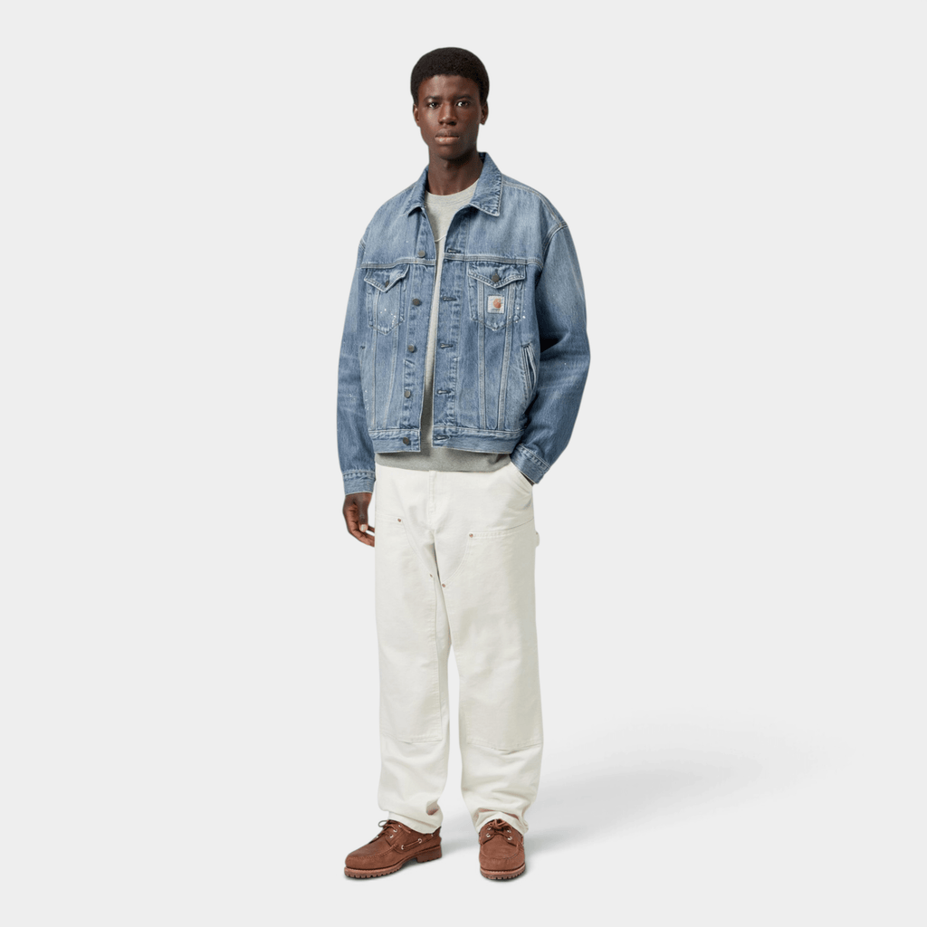 CARHARTT WIP - Carhartt Wip Giubbino Helston destroy splatter - Denim lavato/3 - Hubert Humangoods