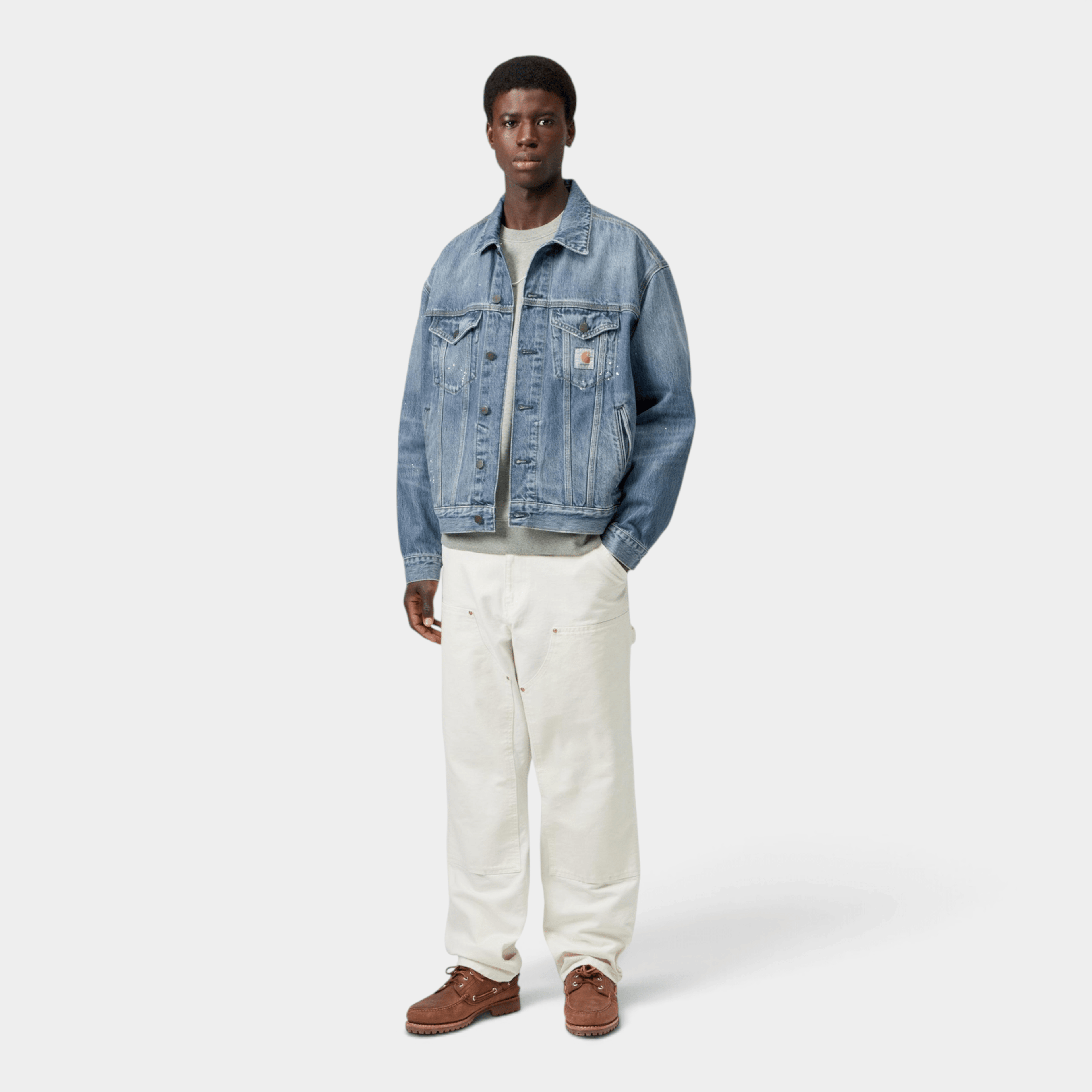 CARHARTT WIP - Carhartt Wip Giubbino Helston destroy splatter - Denim lavato/3 - Hubert Humangoods