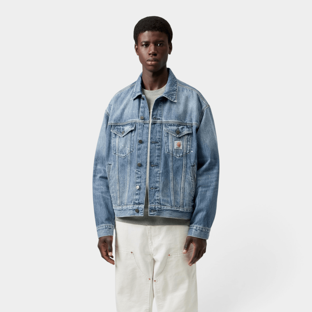 CARHARTT WIP - Carhartt Wip Giubbino Helston destroy splatter - Denim lavato/2 - Hubert Humangoods