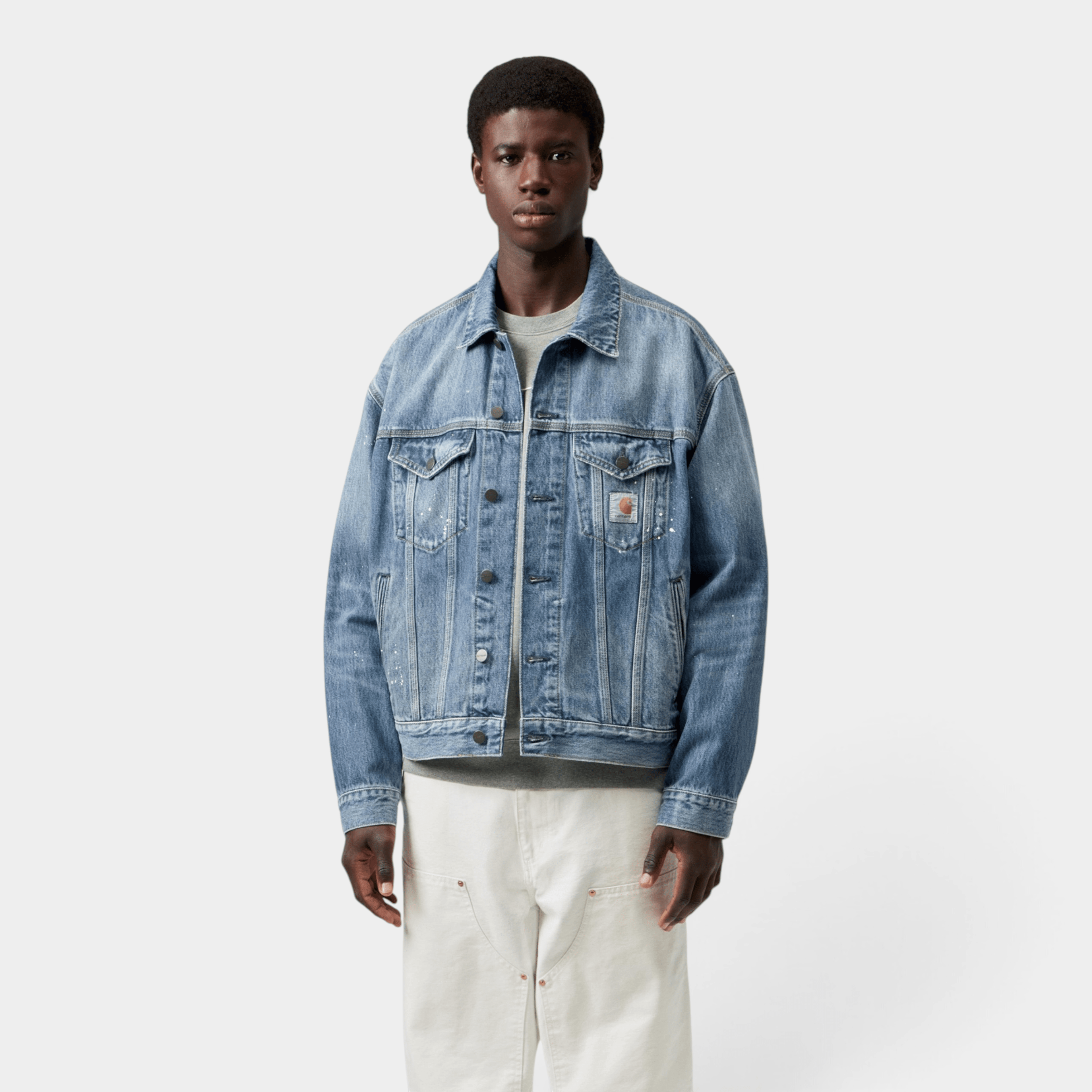 CARHARTT WIP - Carhartt Wip Giubbino Helston destroy splatter - Denim lavato/2 - Hubert Humangoods