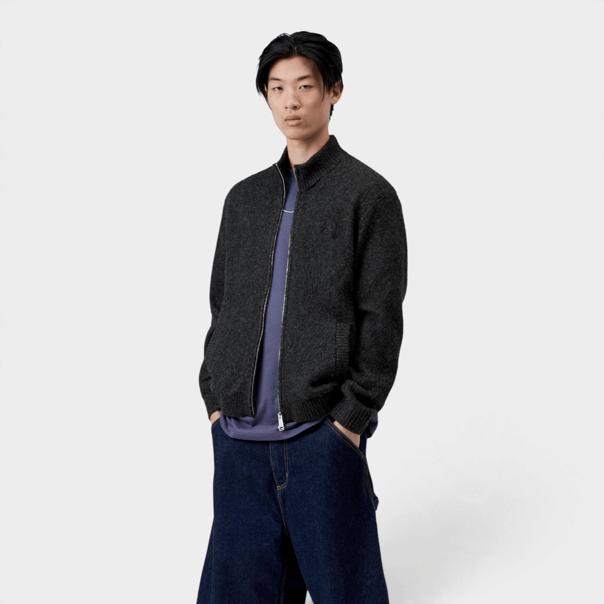 CARHARTT WIP - Carhartt Wip Maglia Curtis con zip - Nero/2 - Hubert Humangoods