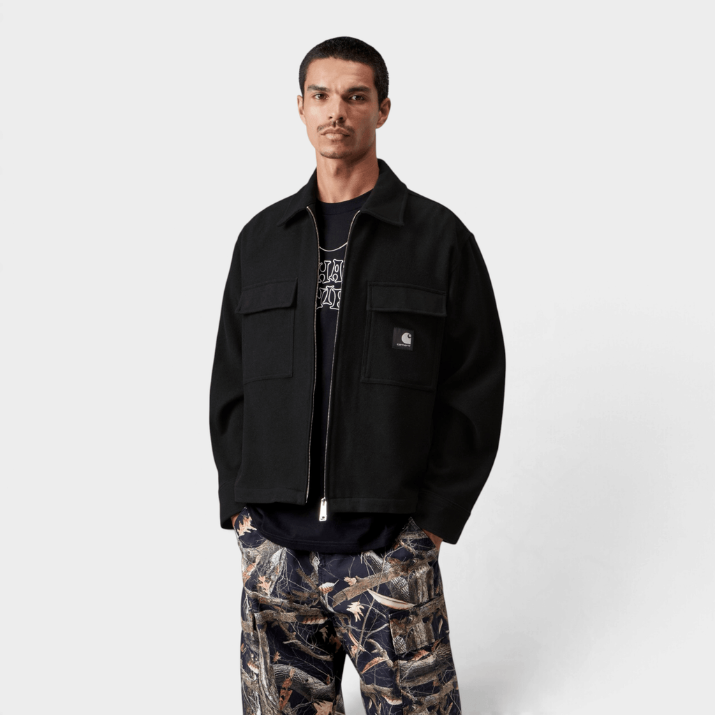 CARHARTT WIP - Carhartt Wip Overshirt Atoka in panno di lana - Nero/2 - Hubert Humangoods