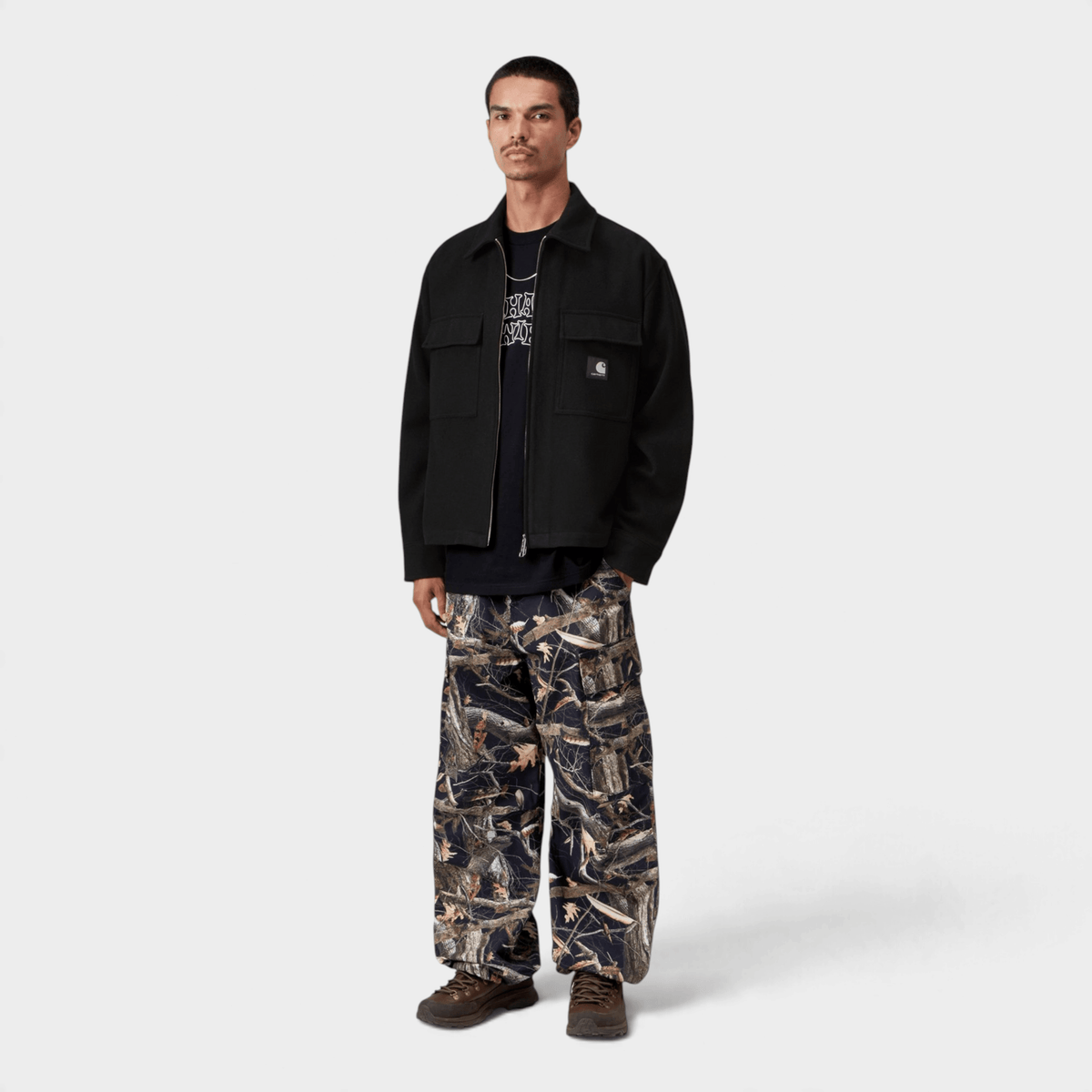 CARHARTT WIP - Carhartt Wip Overshirt Atoka in panno di lana - Nero/3 - Hubert Humangoods
