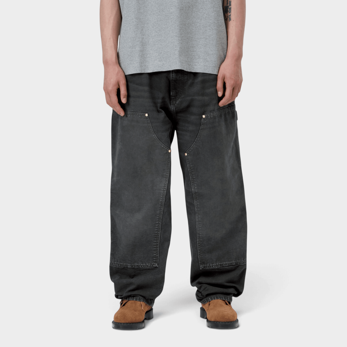 CARHARTT WIP - Carhartt Wip Pantaloni in canvas Og Double Knee - Nero lavato/2 - Hubert Humangoods