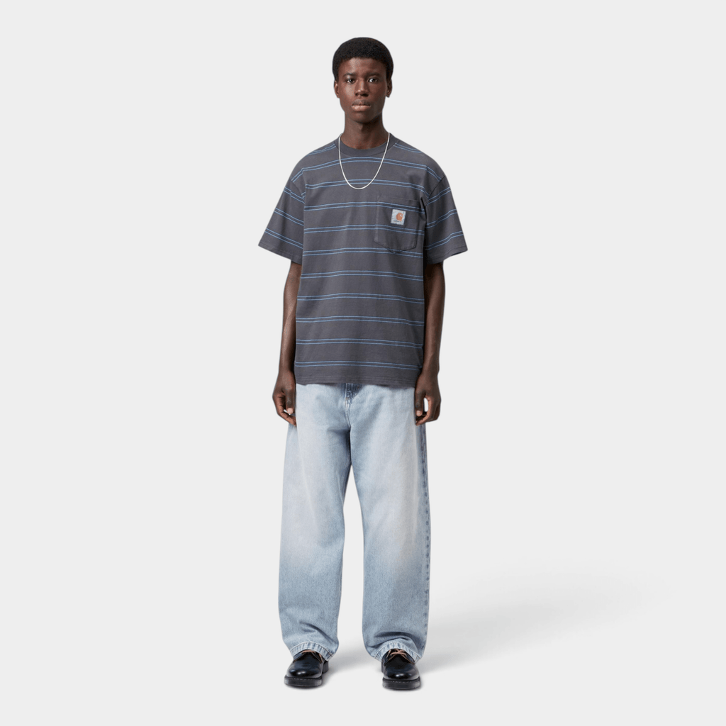 CARHARTT WIP - Carhartt Wip Pantaloni in denim Brandon - Blu chiaro slavato/3 - Hubert Humangoods
