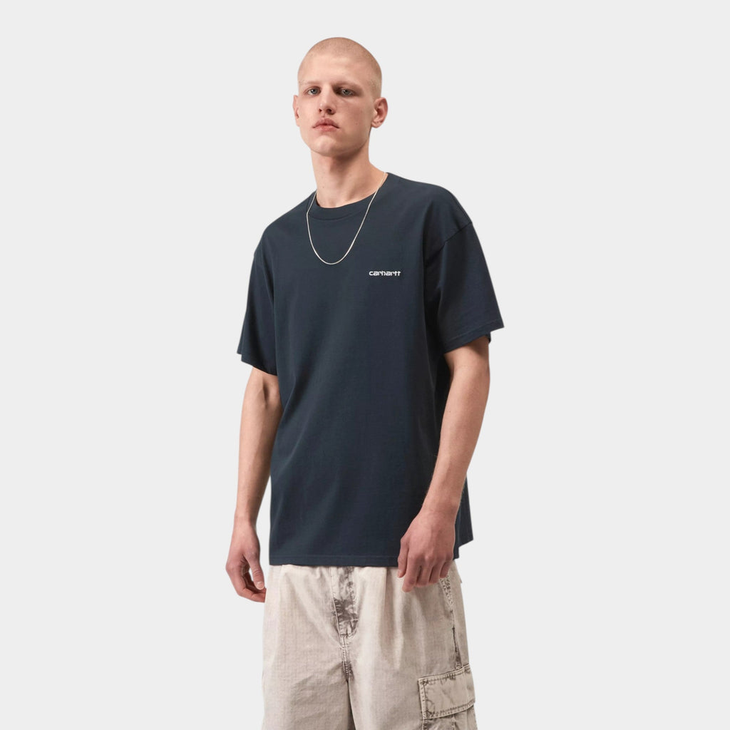 CARHARTT WIP - Carhartt Wip Script Embroidery T-shirt - Blu scuro/2 - Hubert Humangoods