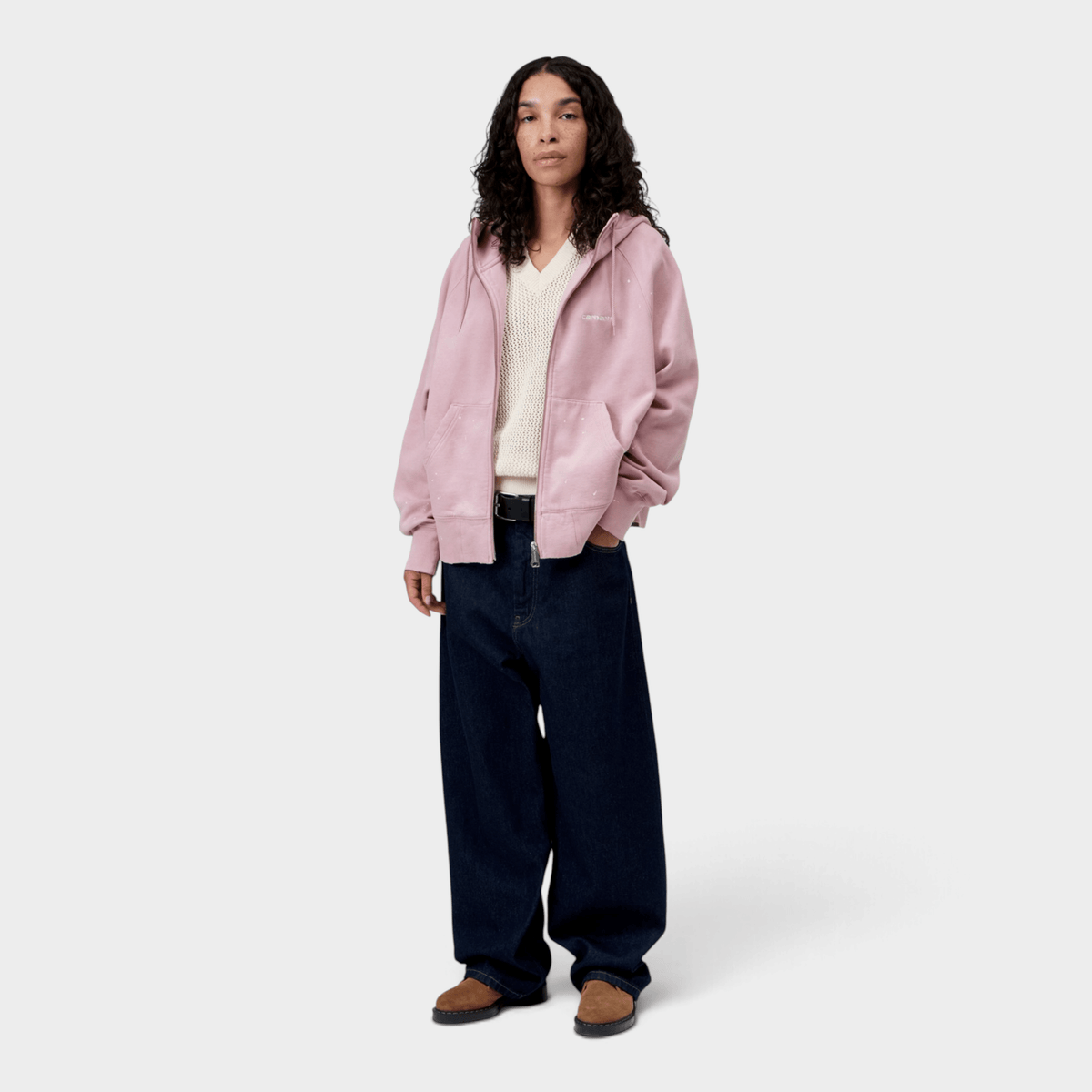 CARHARTT WIP - Carhartt Wip W' Felpa full zip con cappuccio effetto splatter - Rosa/3 - Hubert Humangoods