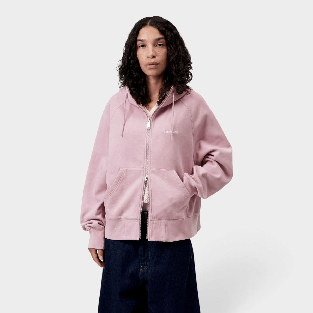 CARHARTT WIP - Carhartt Wip W' Felpa full zip con cappuccio effetto splatter - Rosa/4 - Hubert Humangoods