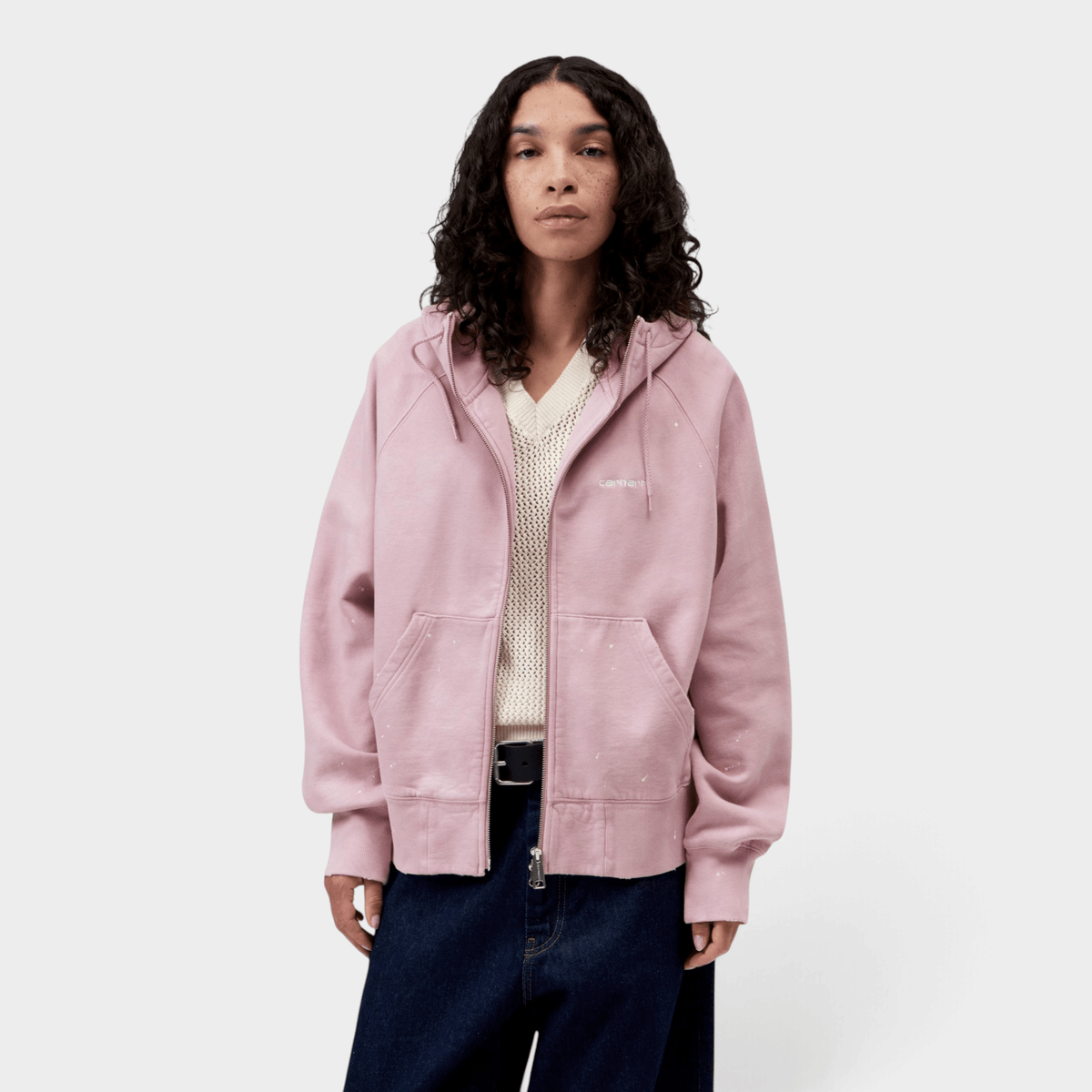 CARHARTT WIP - Carhartt Wip W' Felpa full zip con cappuccio effetto splatter - Rosa/2 - Hubert Humangoods