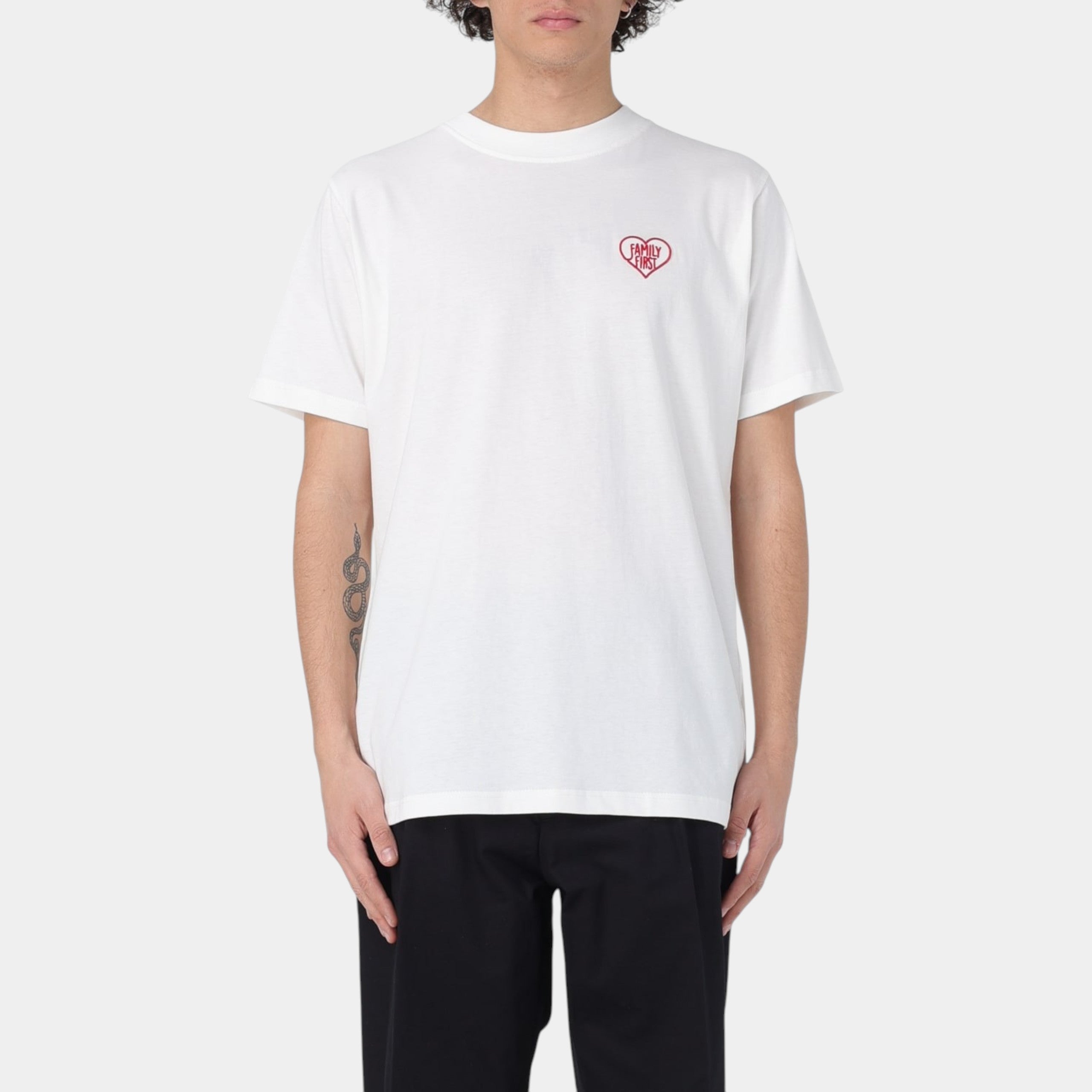 Family First TShirt in cotone Heart - Bianco