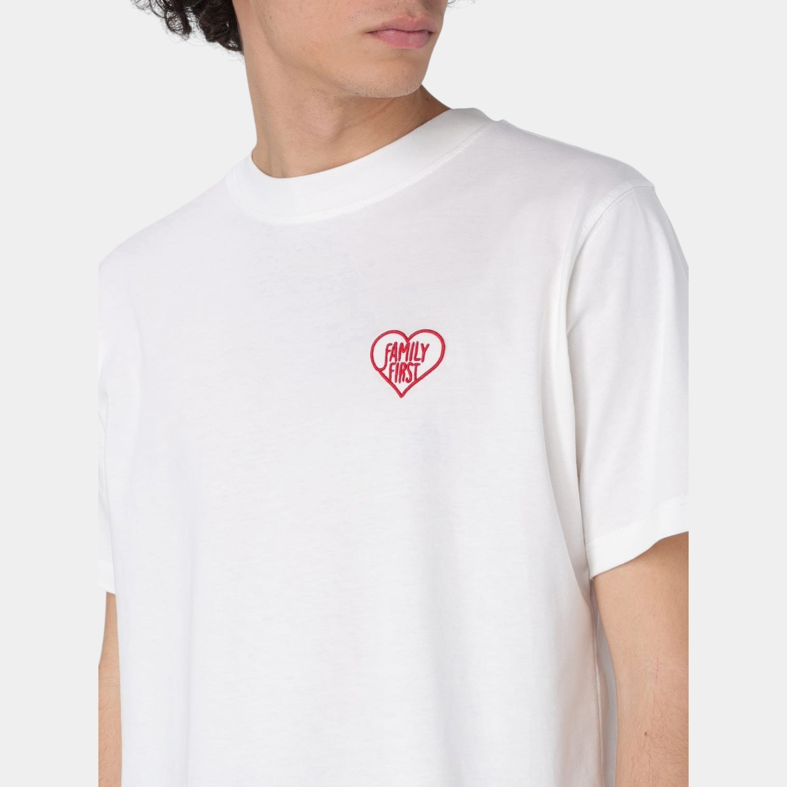 Family First TShirt in cotone Heart - Bianco