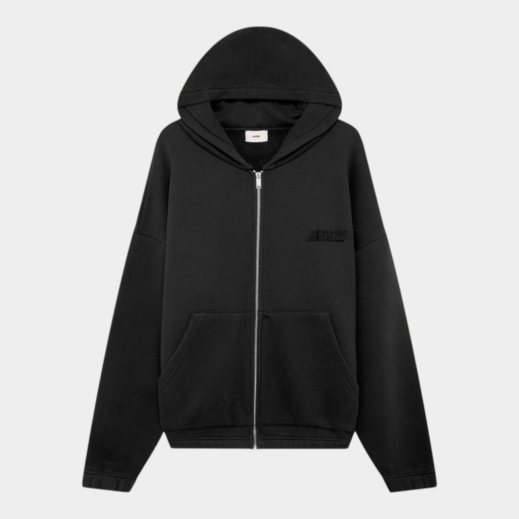 Autry Felpa con Zip Cappuccio e logo - Nero