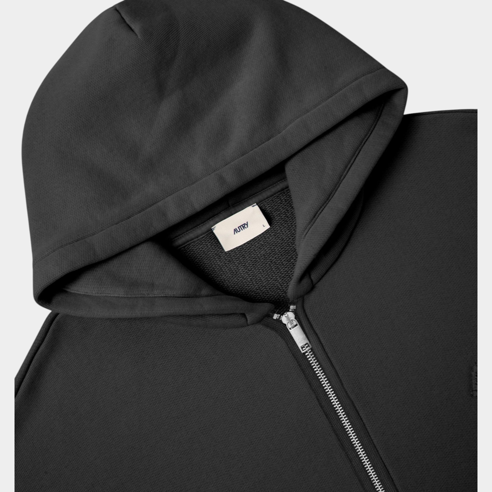 Autry Felpa con Zip Cappuccio e logo - Nero