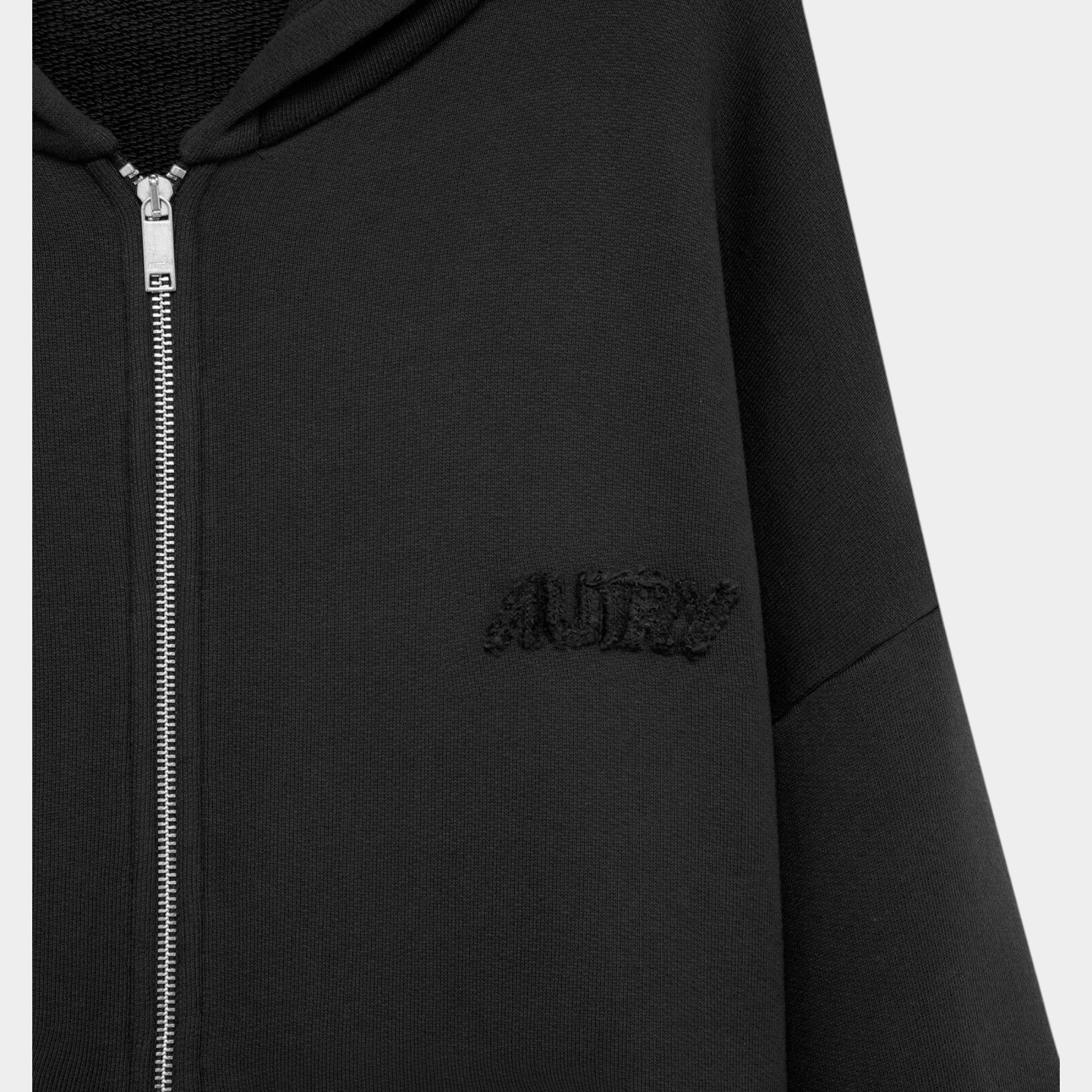 Autry Felpa con Zip Cappuccio e logo - Nero