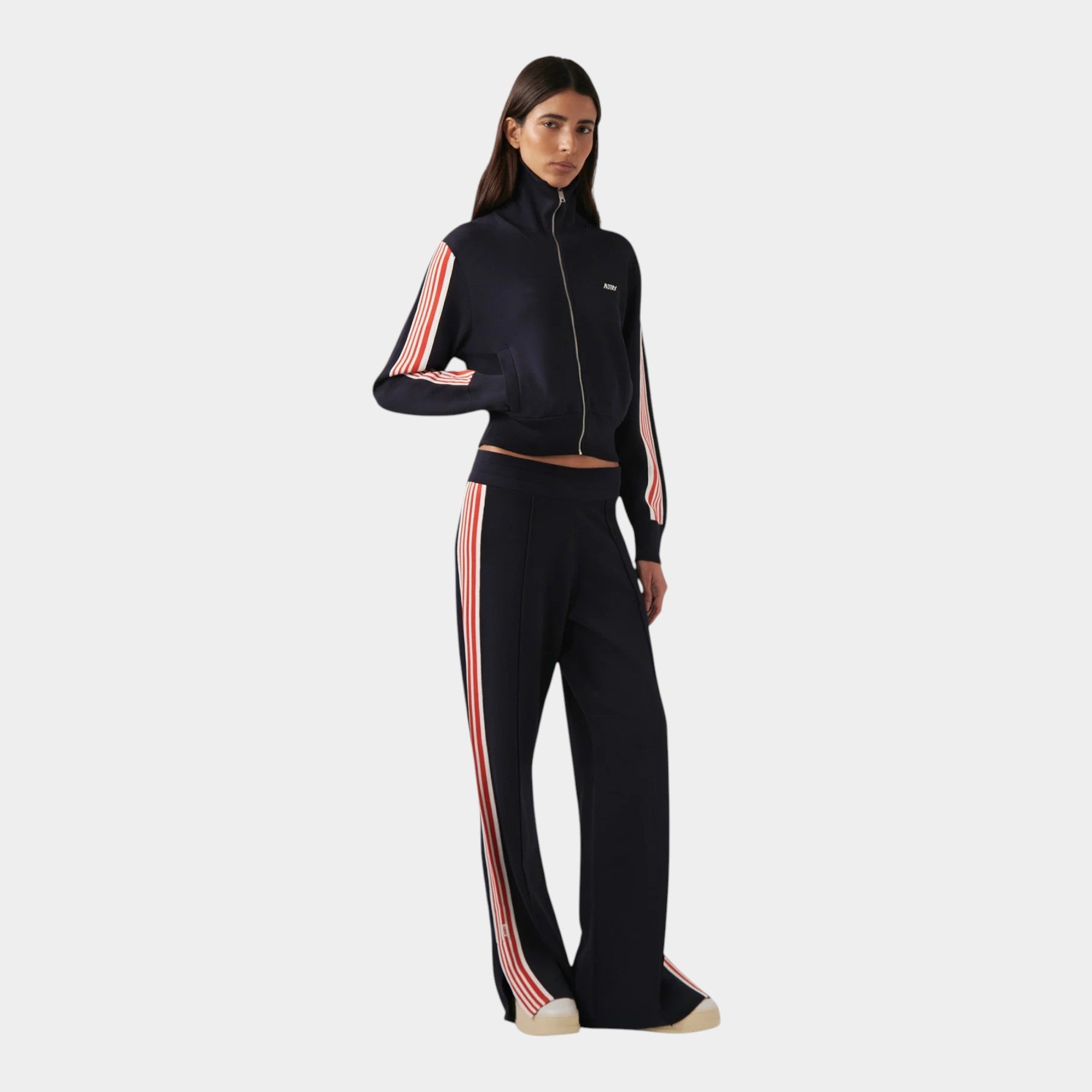 Autry Jogger in maglia di viscosa - Blu righe rosse