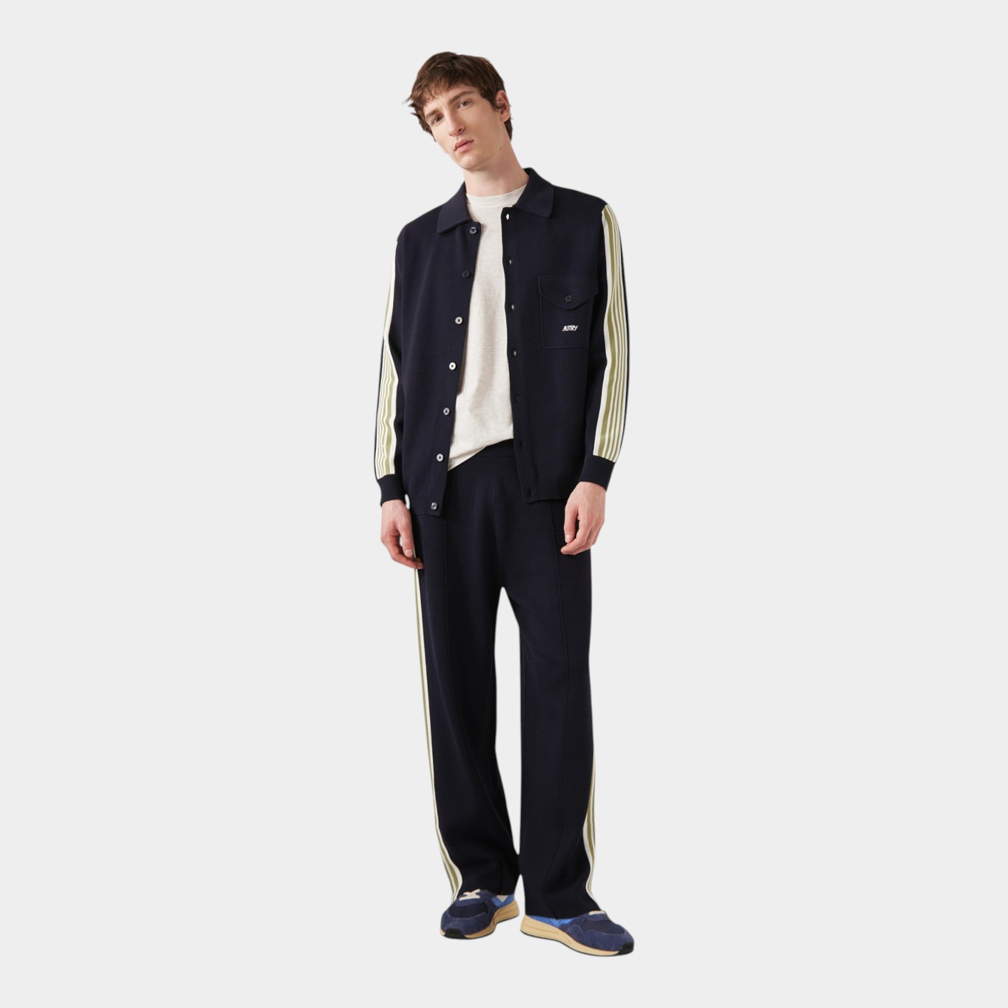 Autry Jogger in maglia di viscosa - Blu righe Verdi