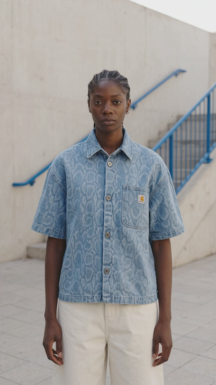 Carhartt Wip W' Camicia Snake Lovilla maniche corte - Denim chiaro