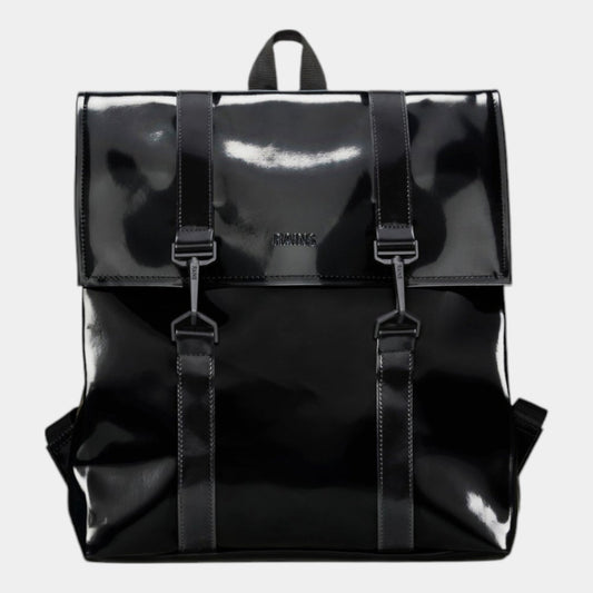 RAINS Rains Zaino MSN Bag mini - Nero lucido - Hubert Humangoods