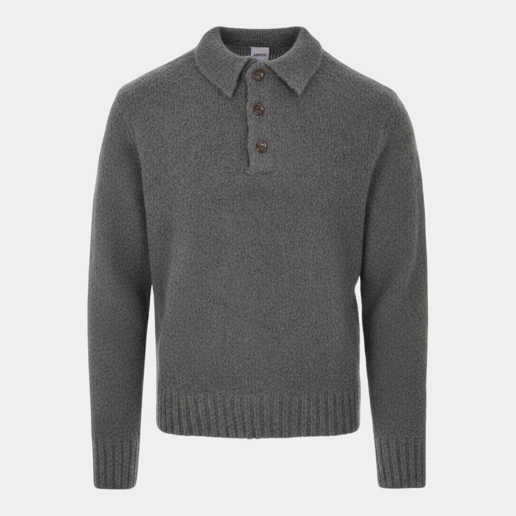 Aspesi Maglia Polo in lana grattata - Antracite