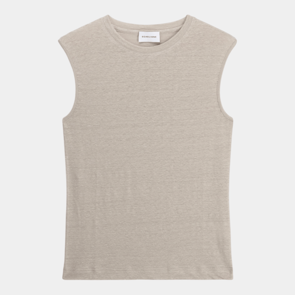 SCAGLIONE Scaglione Canottiera in lino - Gesso - Hubert Humangoods