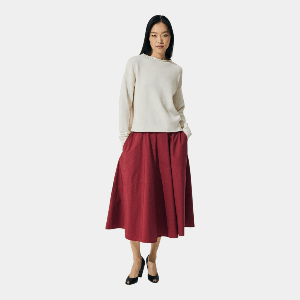 SCAGLIONE Scaglione Maglia boxy in cotone con dettagli - Latte - Hubert Humangoods