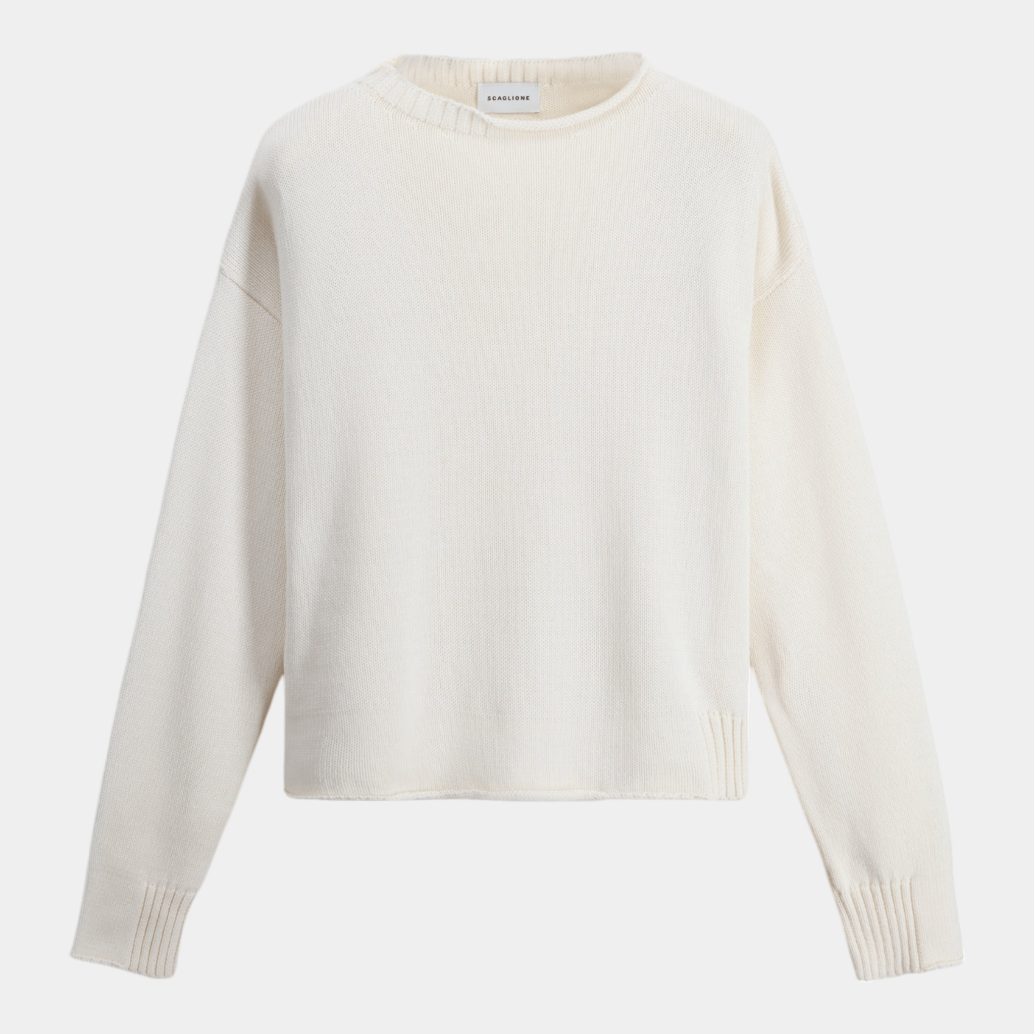 SCAGLIONE Scaglione Maglia boxy in cotone con dettagli - Latte - Hubert Humangoods