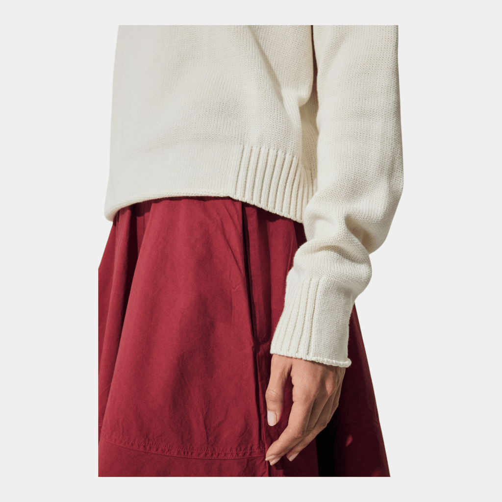 SCAGLIONE Scaglione Maglia boxy in cotone con dettagli - Latte - Hubert Humangoods