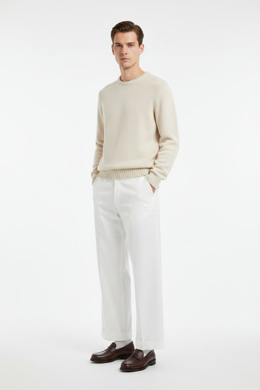SCAGLIONE - Scaglione Maglia in seta girocollo - Gesso/3 - Hubert Humangoods