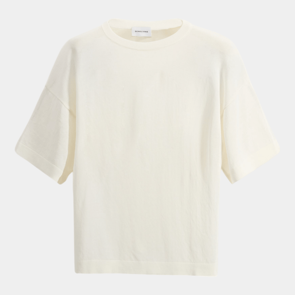 SCAGLIONE Scaglione T-Shirt Boxy in Ice Cotton - Latte - Hubert Humangoods