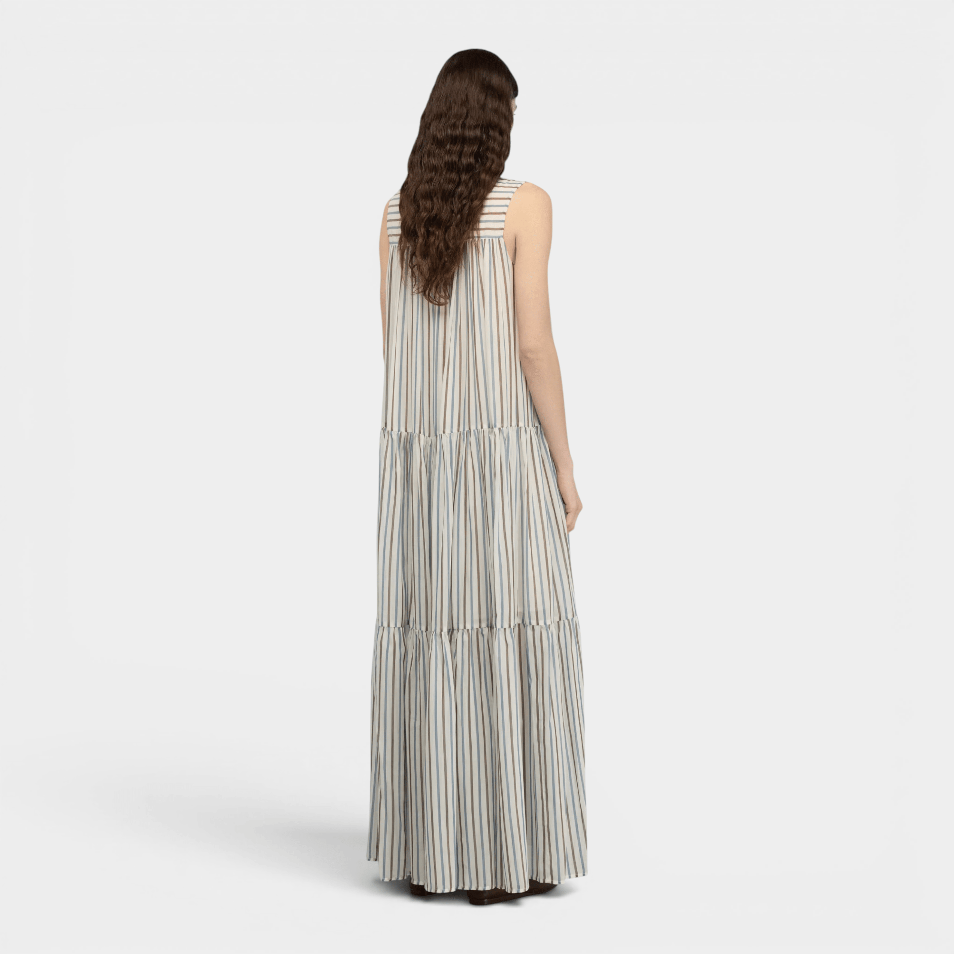 SEMICOUTURE - Semicouture Abito a righe Luigia - Marrone/Azzurro/3 - Hubert Humangoods