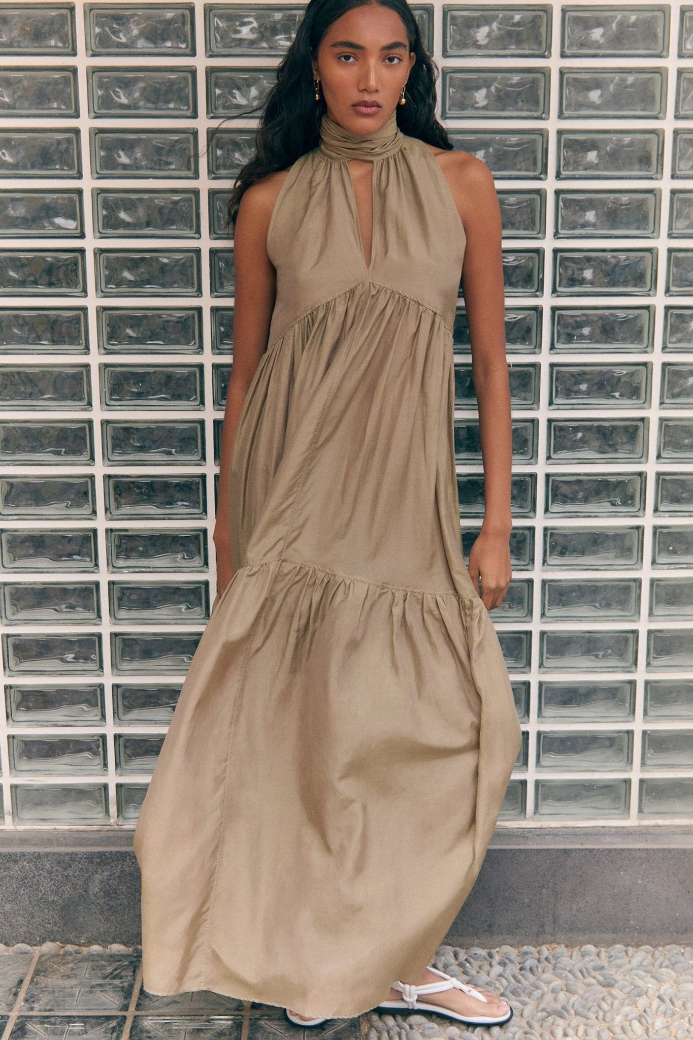 SEMICOUTURE Semicouture Abito Tonia in mussola - Betulla - Hubert Humangoods