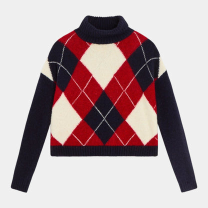 SEMICOUTURE Semicouture Dolcevita a rombi Cipriana - Blu - Hubert Humangoods