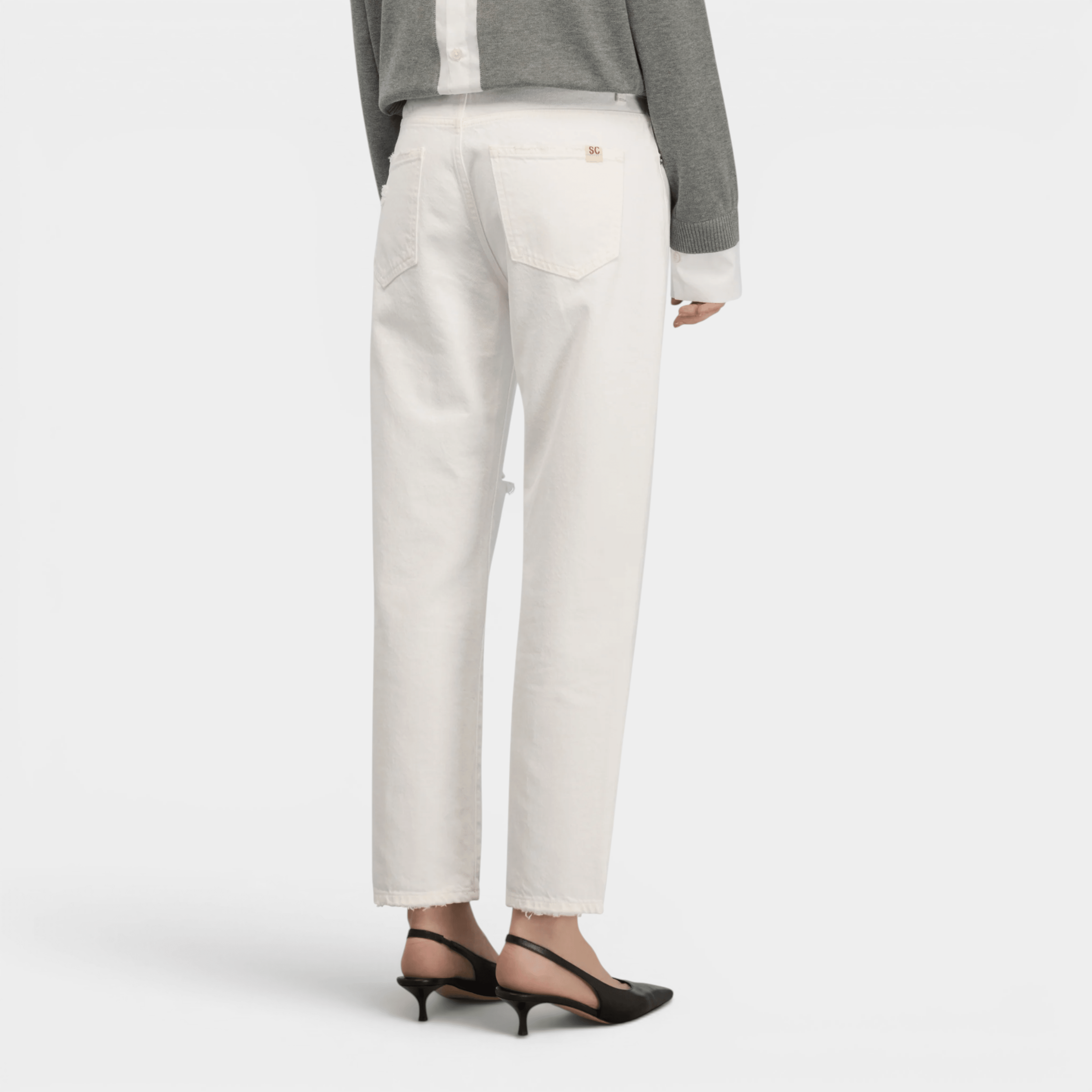 SEMICOUTURE - Semicouture Jeans Lucrecia con rottura - Bianco/5 - Hubert Humangoods
