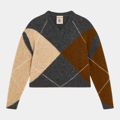 SEMICOUTURE Semicouture Maglia a rombi Gaston - Grigio - Hubert Humangoods